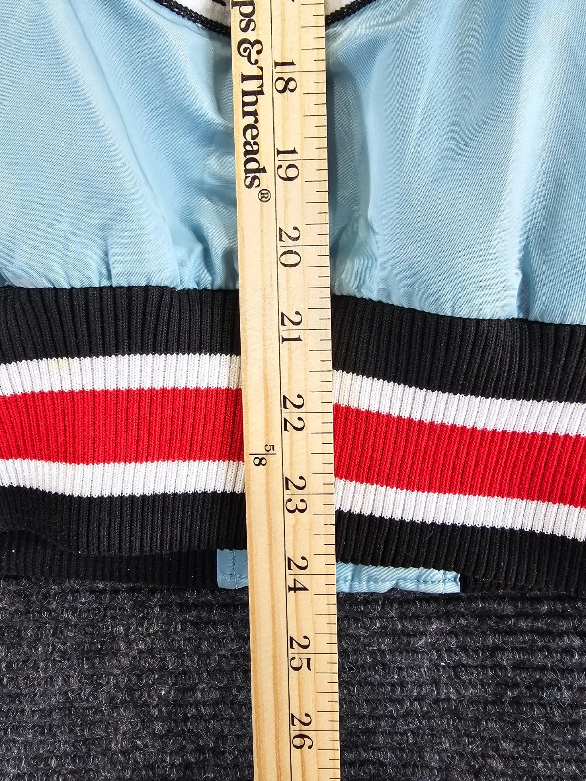 First Row Jacket Pen & Brush Varsity Jacket Mens Medium Sky Blue Quilted Lined - product detail image 12