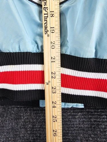 First Row Jacket Pen & Brush Varsity Jacket Mens Medium Sky Blue Quilted Lined image 12
