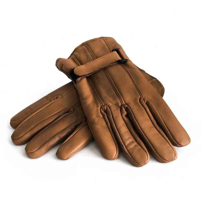 Men’s Sheep Leather Gloves Winter Warm Soft Durable Driving Gloves Brown