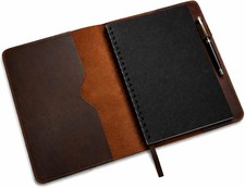, Heavy Duty Full Grain Leather Journal Cover 8.5 x 11 in. , Refillable Cahi...