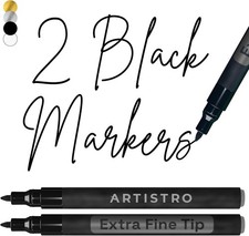 ARTISTRO 2 Black Acrylic Paint Markers - 0.7mm Extra Fine-Tip