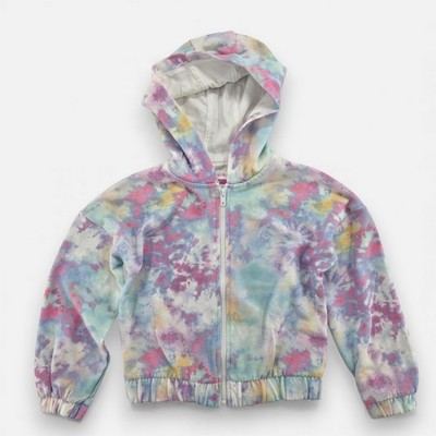 F&F Mädchen Sweatjacke Kapuzenjacke Hoodie 122 128 Tie Dye Batik Bunt