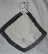 ZDT Zebra Security Blanket Baby Lovey Gray White Stripes