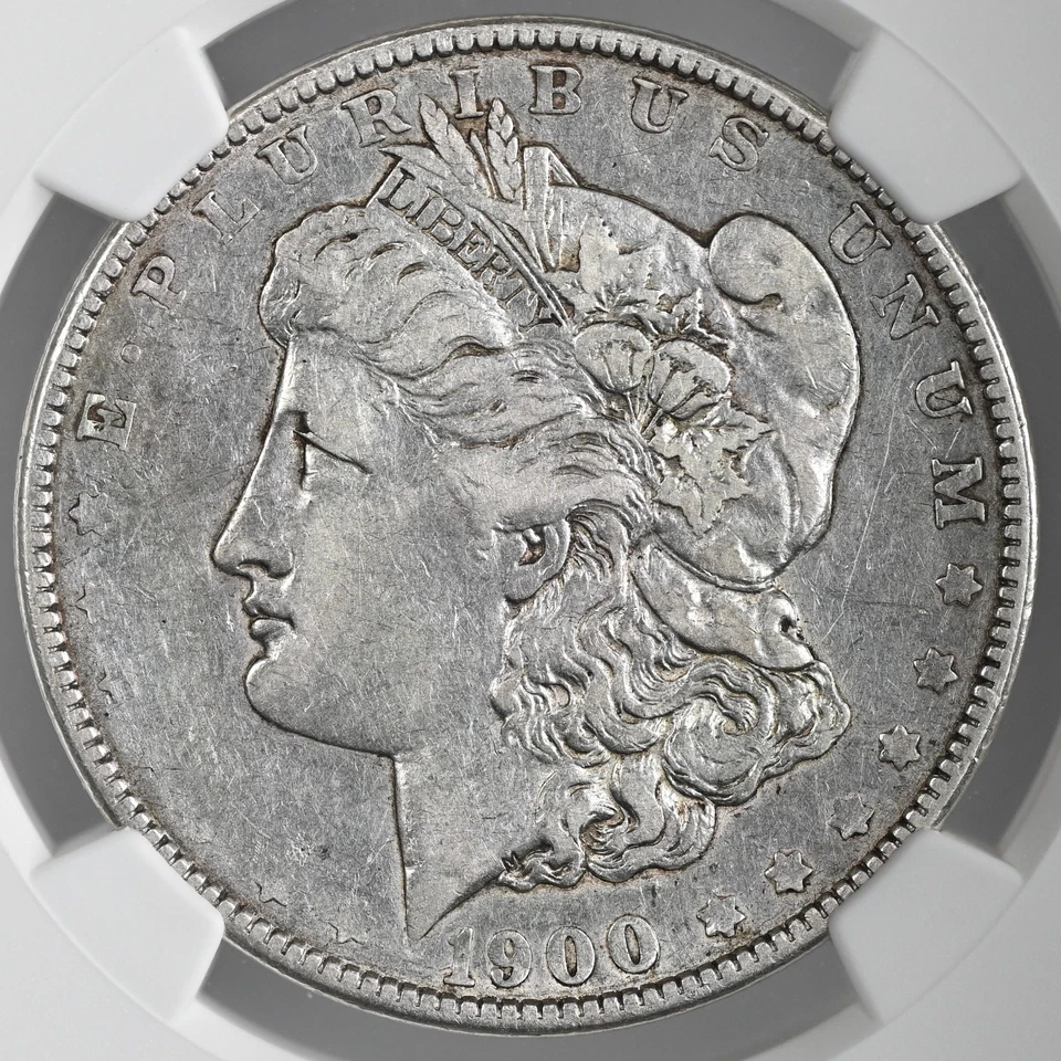 1900-P $1 MORGAN SILVER DOLLAR ERROR DRAMATIC STRIKE THRU NGC VF DETAILS CLEANED - Image 4 of 4
