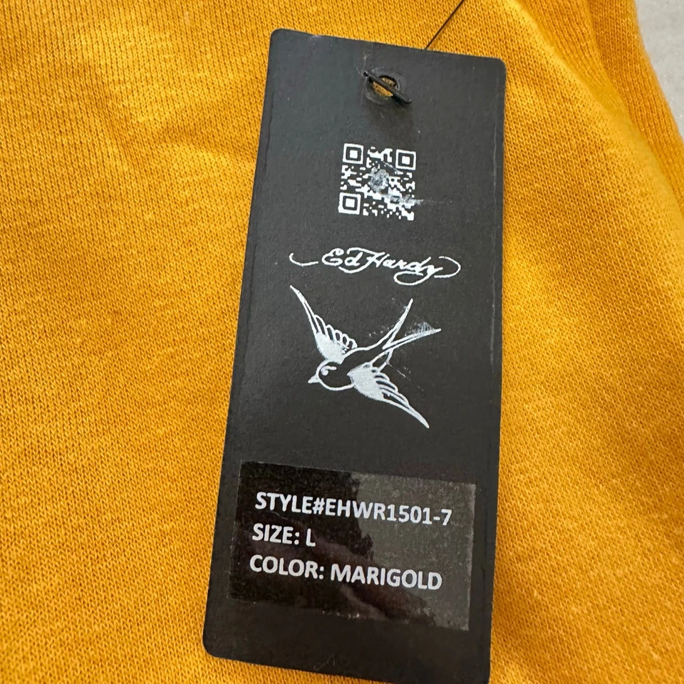 Ed Hardy Japón Dragón Tatuaje Pullover Sudadera con Capucha Amarillo Talla Grande Nuevo con Etiquetas Foto 4 de 4