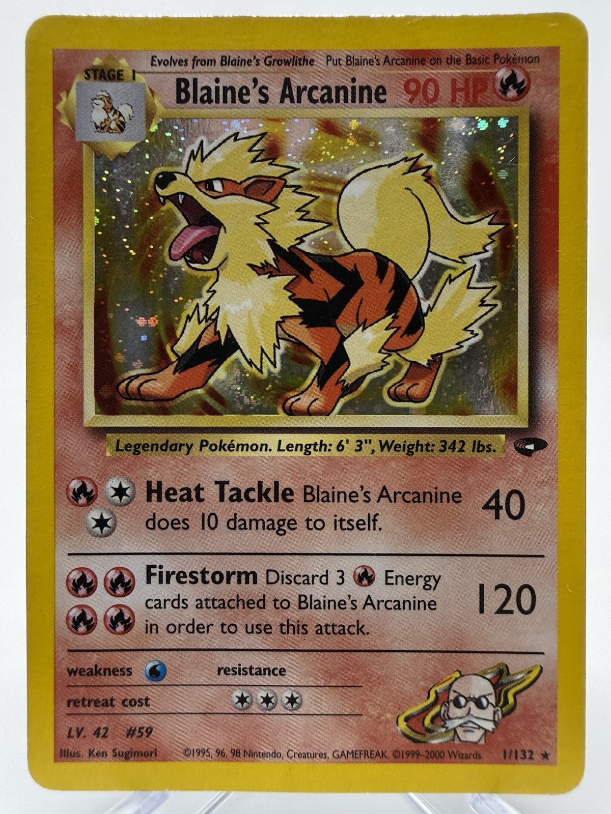 Pokemon Blaine’s Arcanine 1/132 Gym Challenge Holo Rare WOTC