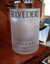 BELVEDERE; ACL VODKA BOTTLE; MADE INTO A DRINKING GLASS; (Up-cycled)