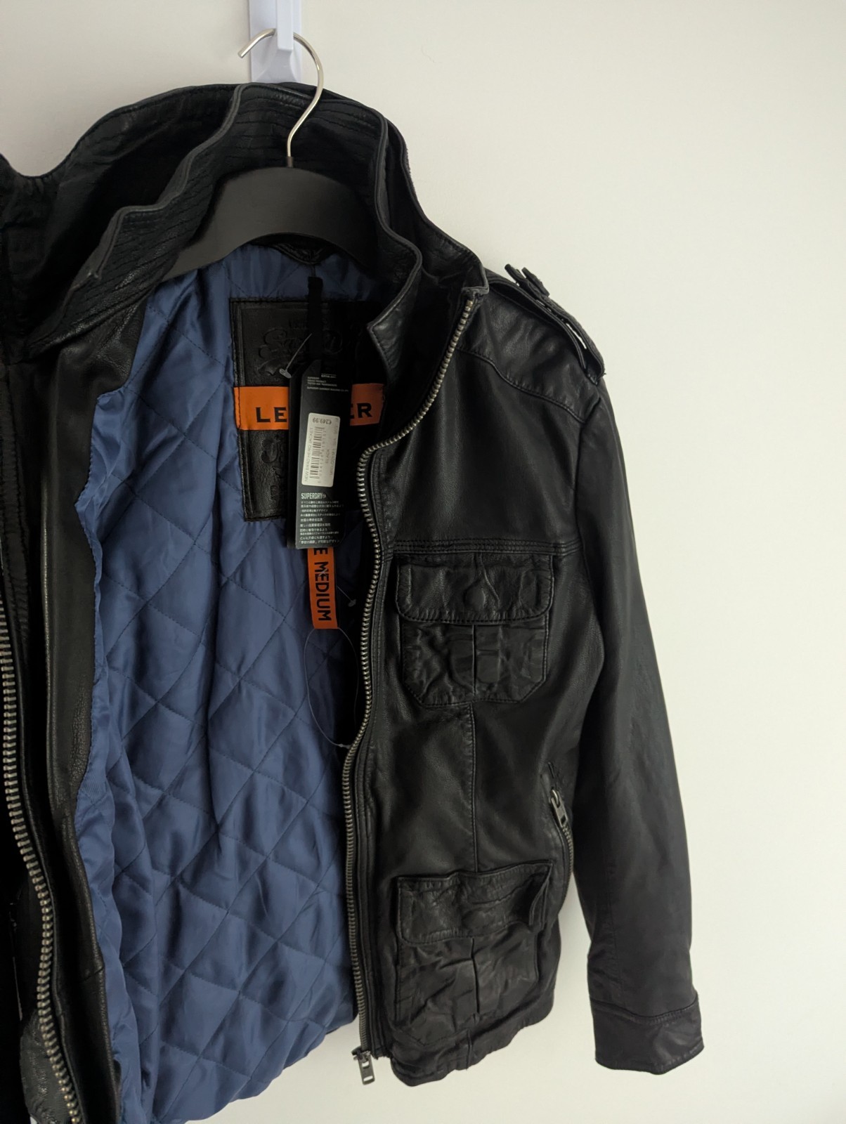 Superdry Mens Black New Brad Hero Leather Jacket. Size Medium. RRP£249.99 image 10