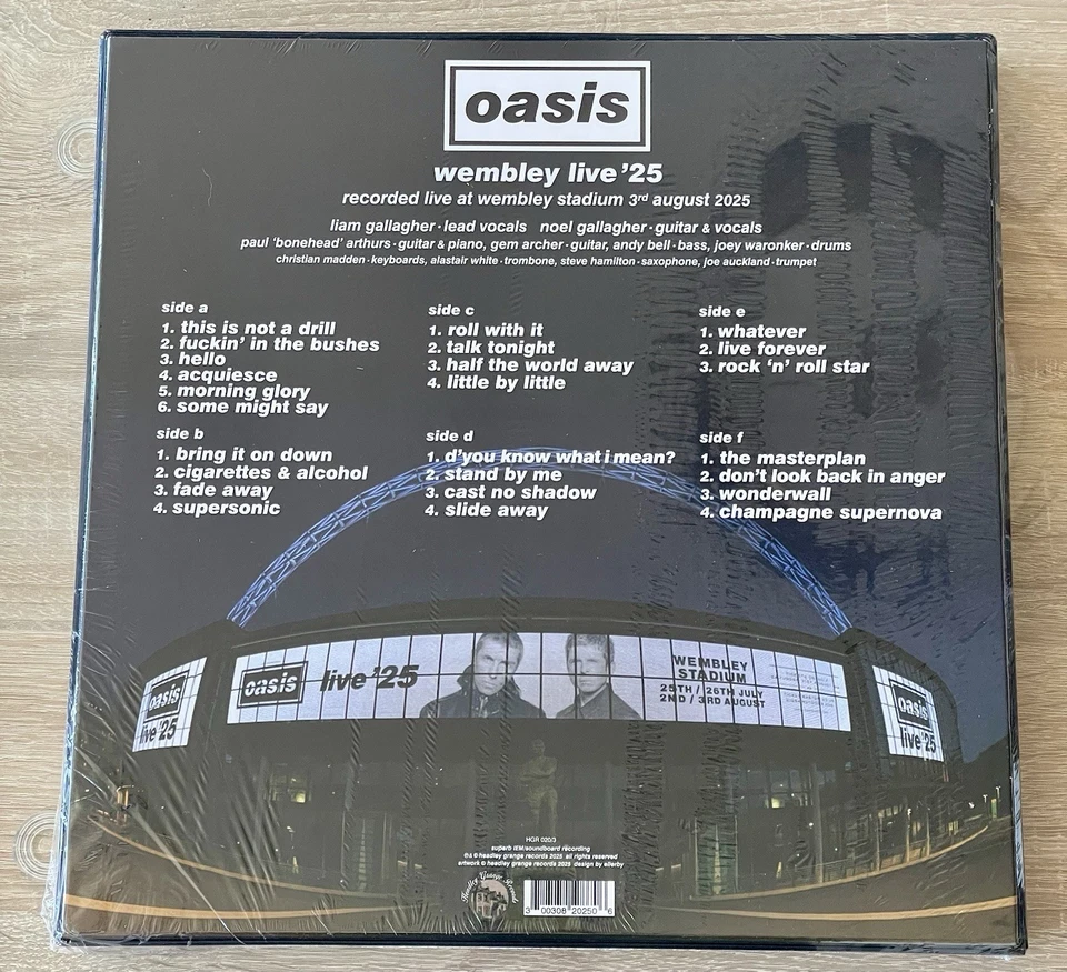 Oasis - Wembley Live ‘25 - 3LP BLUE box set Of 250 Numbered Copies - Photo 2/4
