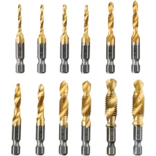 Power Tools Tap Drill 12pc Compound Tap Hex Shank M8x1.25mm Thread Metric