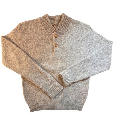 VTG London Fog Outdoors Unlimited Mens L Oatmeal Marl Henley Wool