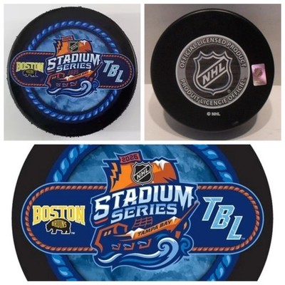 2026 NHL Stadium Series Puck - Boston Bruins vs Tampa Bay Lightning Dueling Logo