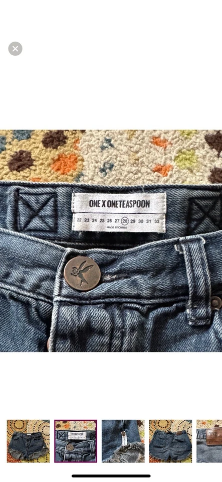 One Teaspoon Women's Dark Green Bandit Denim Jeans Shorts Size 28 - Image 2 of 4
