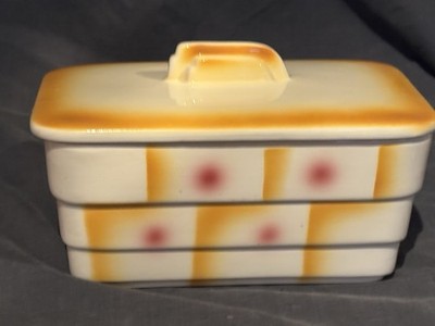 German / Czech Spritzdekor 1930 s Art Deco Keksdose/ Cookie Box
