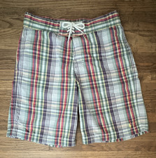 Boys Polo by Ralph Lauren Plaid Swim Trunks Mesh Lined Pockets M 10-12 