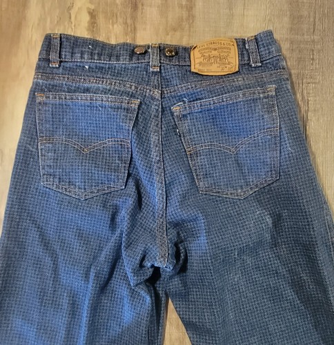 Levis 40552 5814 Suspenders Buttons Mens 30x32 Blue Jeans Checkered Made In USA - Picture 13 of 13