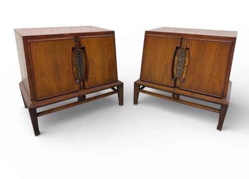 Mid-Century Modern Helen Hobey Baker Walnut Nightstands - Set of 2