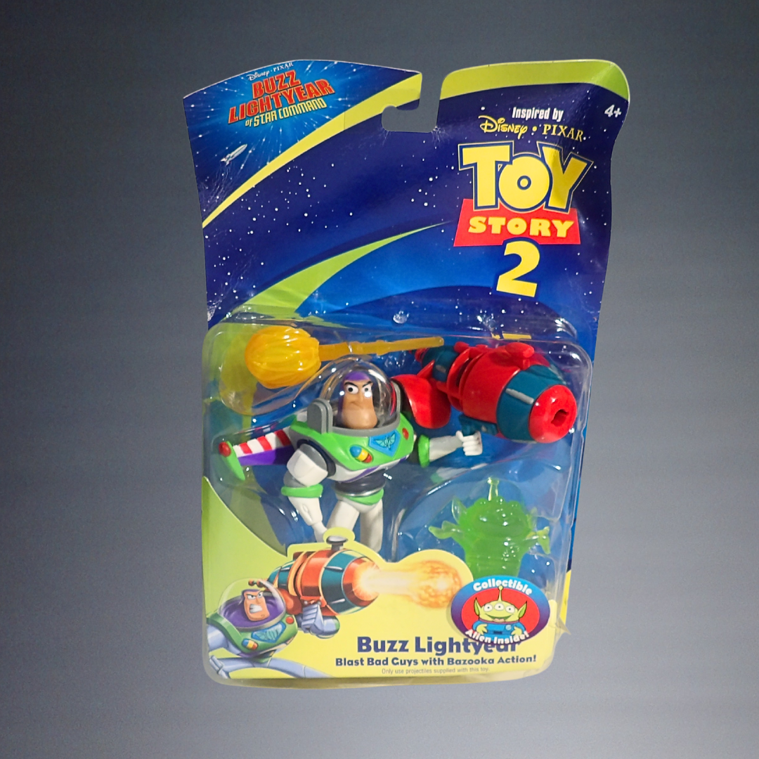 2000 MATTEL TOY STORY BUZZ LIGHTYEAR+BAZOOKA+COLLECTIBLE ALIEN FIGURE  #26308