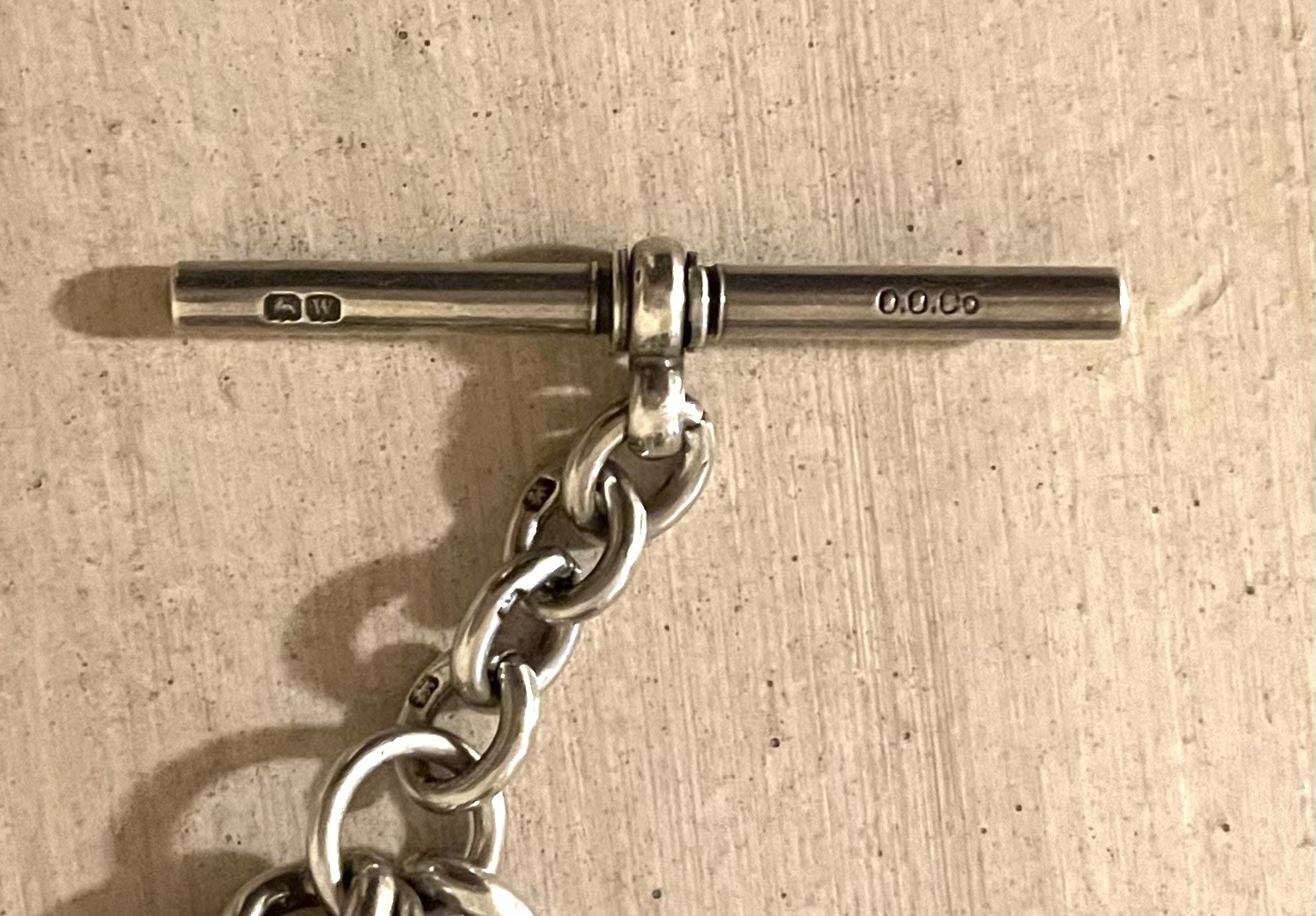 Solid Sterling Silver Watch Chain Full English Ha… - image 4