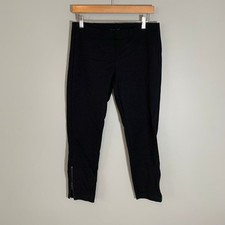 Eileen Fisher Black Stretch Ponte Ankle Zip Pants Small Pull On Tapered