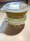 Vintage Pyrex Spring Blossom Green Nesting Casserole Dishes #471 & #472 with Lid