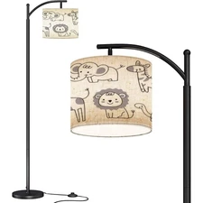 Modern Arc Floor Lamp with Dimmer Mid Century Set animals doodle styles Eleph...