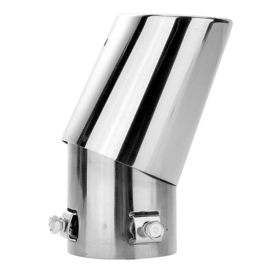 Car Stainless Universal Rear Exhaust Chrome Pipe Steel Tail Round Muffler - Image 4 of 4