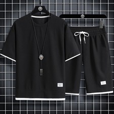 Men  s 2 Piece Short Set T-Shirt  Shorts Summer Casual Athletic Outfit S-2XL