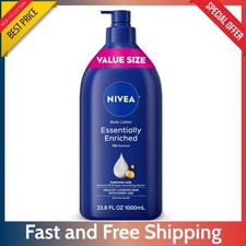 NIVEA Essentially Enriched Body Lotion -33.8 Fl Oz Pump Bottle, 72-Hour Moisture