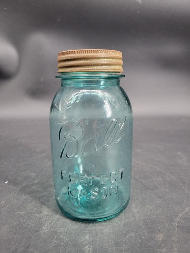 Vintage 1923-1933 Blue Ball Perfect Mason Quart Glas #13