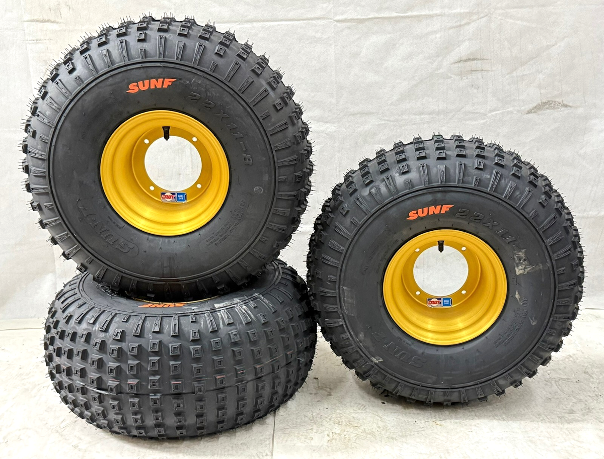 DWT Gold Anodized Rims Sunf A011 Tires 22x11-8 Honda ATC 110 185
