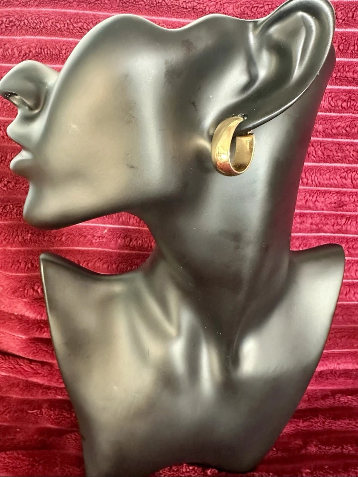 CLASSIC 18K Yellow Gold Milor ITALY 8mm Wide Hoop Pierced Earrings 2.76 Grams - Image 2 of 4