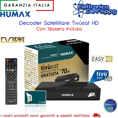 HUMAX Ricevitore Satellitare con codifica HD-3801S2 e scheda Tivusat