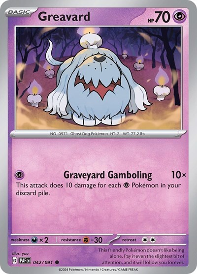 Pokemon Greavard (42/245) Paldean Fates NM REVERSE HOLO