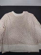 WOMEN'S PLUS XL Size 16-18 SWEATSHIRT LEOPARD PRINT Crewneck Long Sleeve BNWT