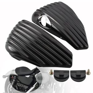 Gloss Black Oil Tank Battery Covers Set For Harley Sportster XL883 1200 Iron 883
