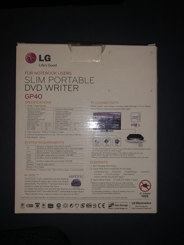 LG Slim Portable DVD Writer GP40 USB External For Notebook Users - Picture 4 of 5