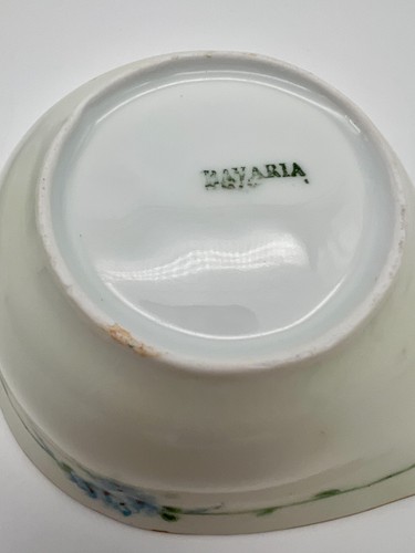 ANTIQUE Lusterware Gravy Sauce Boat Under plate Forget Me Not Bavaria Gold Rim - Picture 9 of 16
