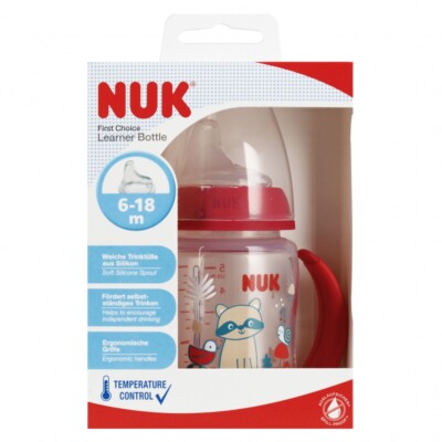 4008600442233 NUK Butelka 150 ml 6m  z uchwytem First czerwona 10215335 NUK