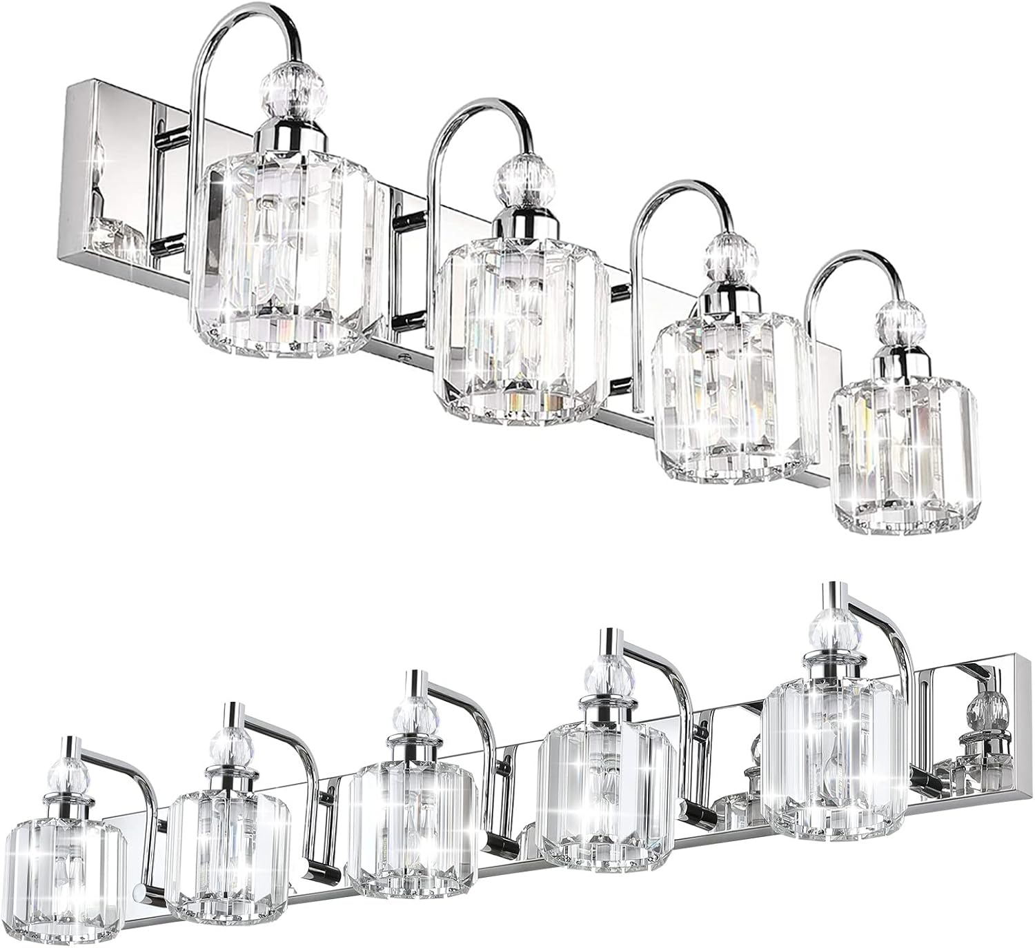 Modern Crystal Vanity Light for Bathroom Crystal Chrome Bathroom Wall Light Fixt