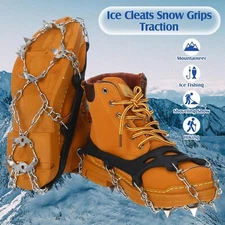 Stainless Steel Crampons 19 Teeth Mens L  Anti Slip Ice Cleats Hunting Hiking