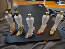 Vintage Glass Opaque Perfume Bottle Shoe High Heel Vanity Dab