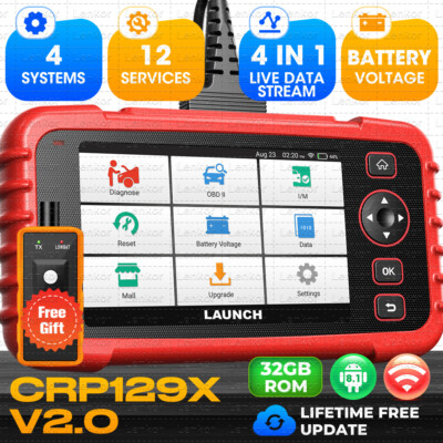 2025 LAUNCH X431 CRP129X V2.0 OBD2 Scanner ABS SRS Diagnostic Tool Code Reader