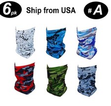 6 PKS USA Stock, Multi-Use Face Mask Head Wrap Neck Gaiter Sweatband