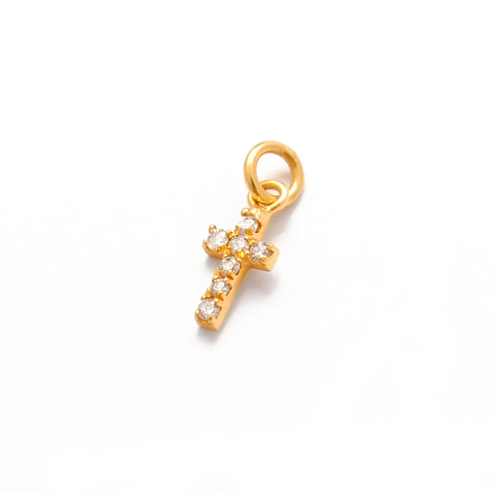 Genuine Diamond 14k Yellow Gold Holy Cross Charm Pendant Christmas Gift - Image 3 of 4