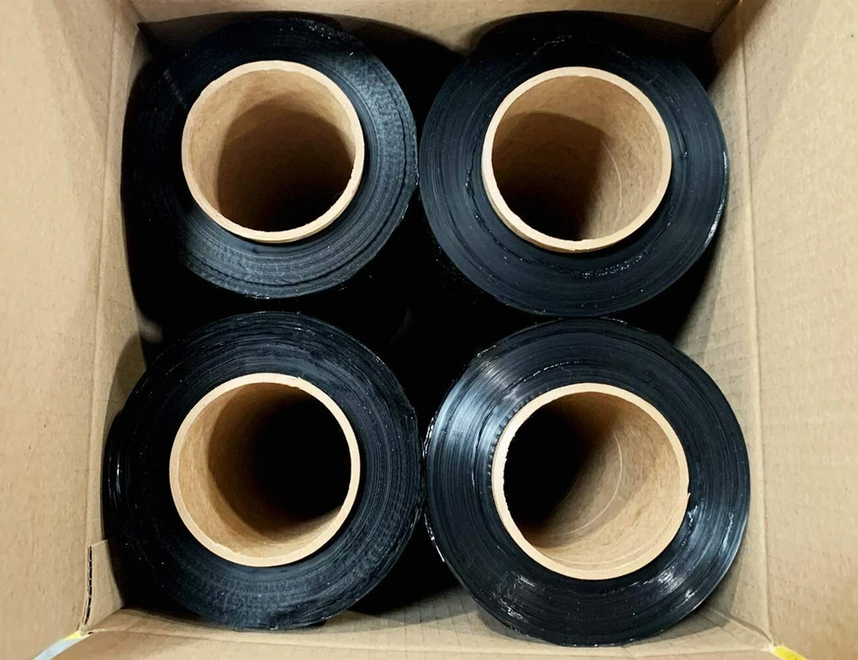 80 GAUGE - 4 Rolls Black Shrink Wrap Stretch Film 18" X 1000' Total 4000 FT  - Image 3 of 4