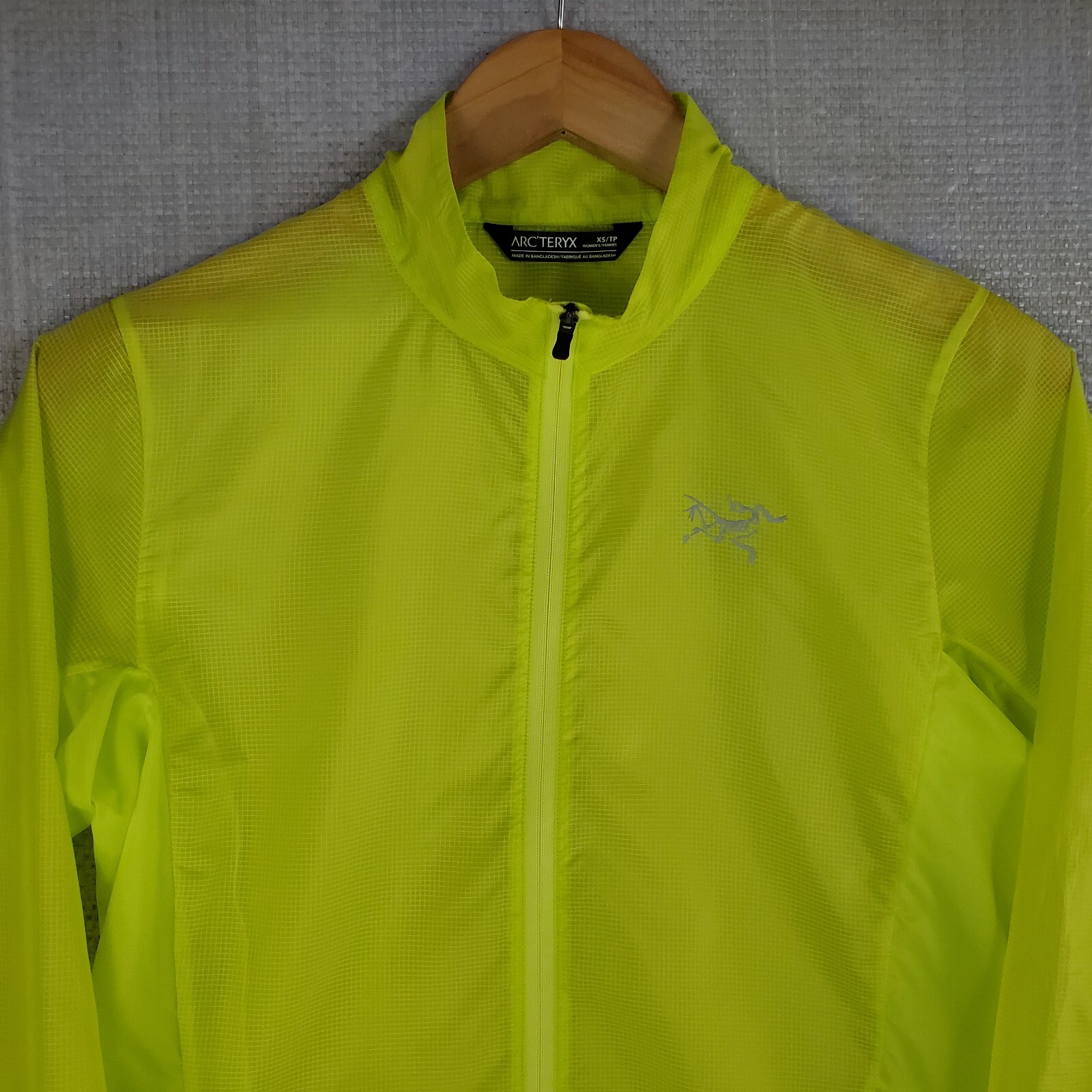 Giacca a vento ARC'TERYX taglia XS donna hi viz full zip ripstop ultraleggera