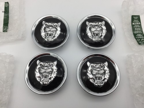 GENUINE JAGUAR BLACK & SILVER ALLOY WHEEL CENTRE CAP BADGES SET NEW MXD6249CA - Picture 6 of 6