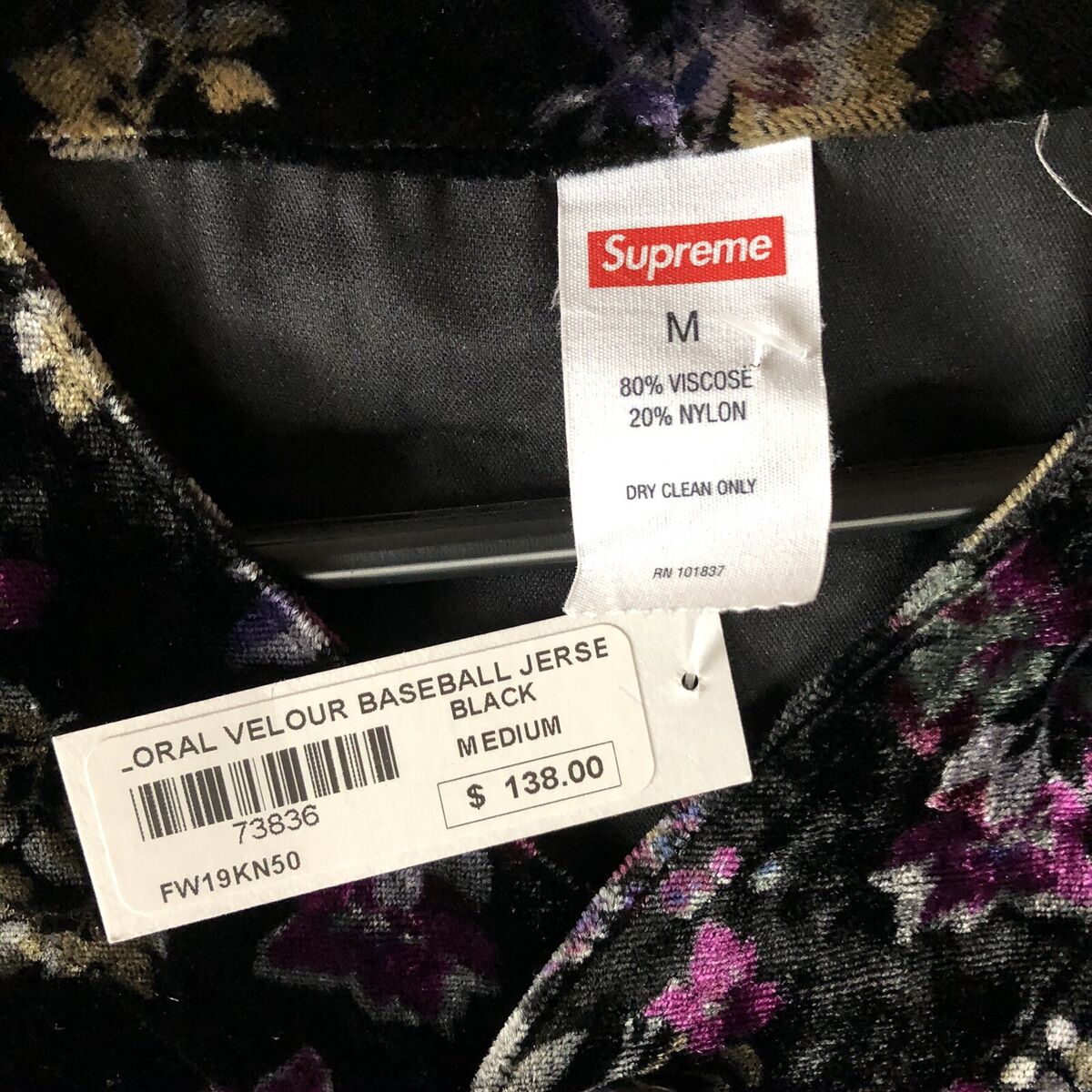 Supreme Floral Baseball Jersey Black Medium