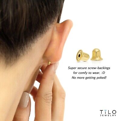 14K Yellow Gold Screw-Back Type Earring Backs for 0.7Mm Posts (1